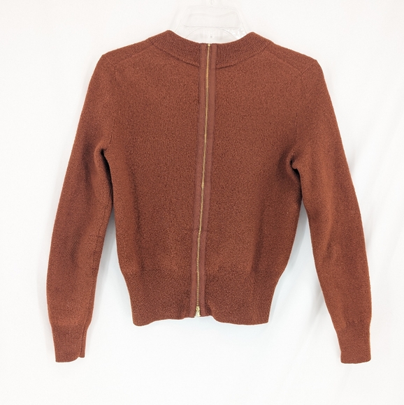 J.Crew Merino Wool Sweater Zipper Back Burnt Orange Size XXS - Picture 2 of 7
